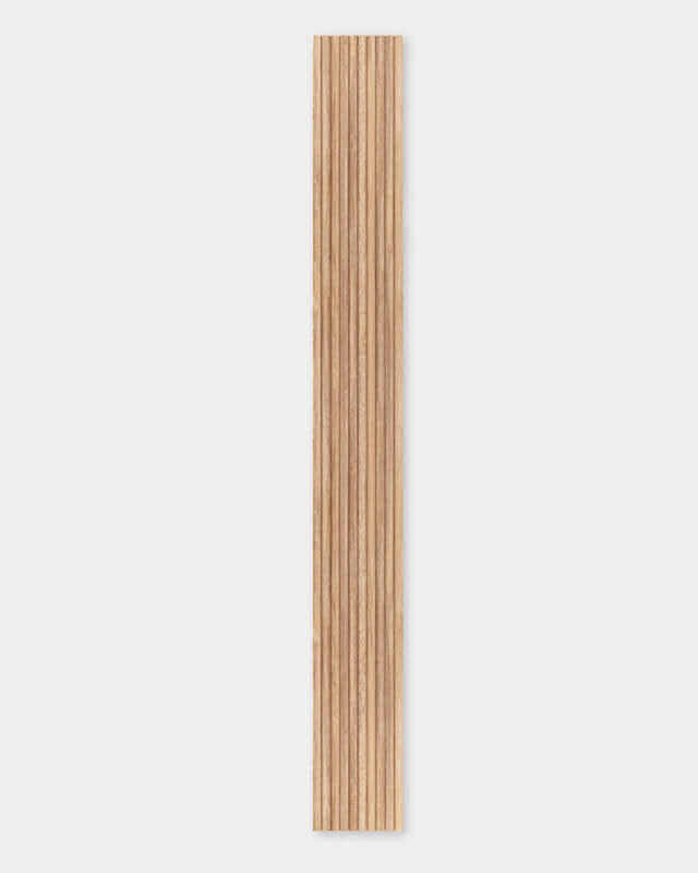 Vertical wood slat with a light brown finish, showcasing a smooth and elegant design against a plain white background.
