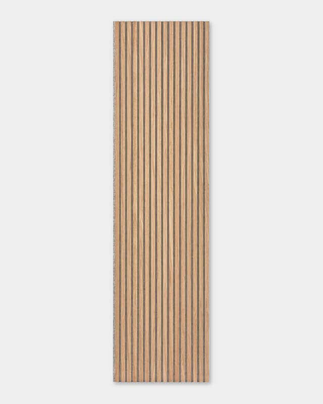 Vertical wooden slatted panel with natural finish, ideal for decorative wall installations.