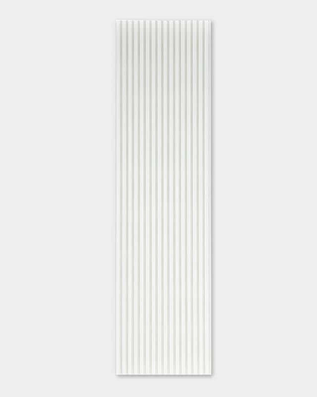 Modern vertical white striped panel on a neutral background