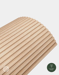 Luxury Oak Ridge flexible tambour wood panels for interior walls and ceilings, showcasing natural warmth and smooth finish.