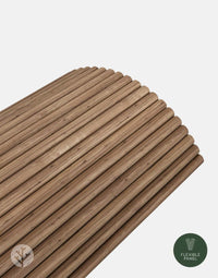 Luxury Walnut Ridge flexible tambour wood panels for versatile interiors, ideal for curved and straight surfaces in home or commercial decor.