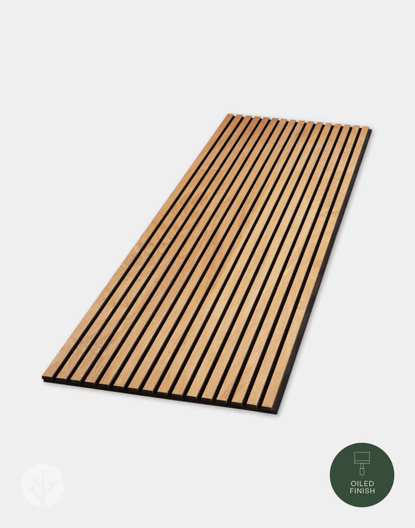 Natural Oak Acoustic Slat Wood Wall Panel for enhancing interior sound quality and elegance in modern or traditional spaces.