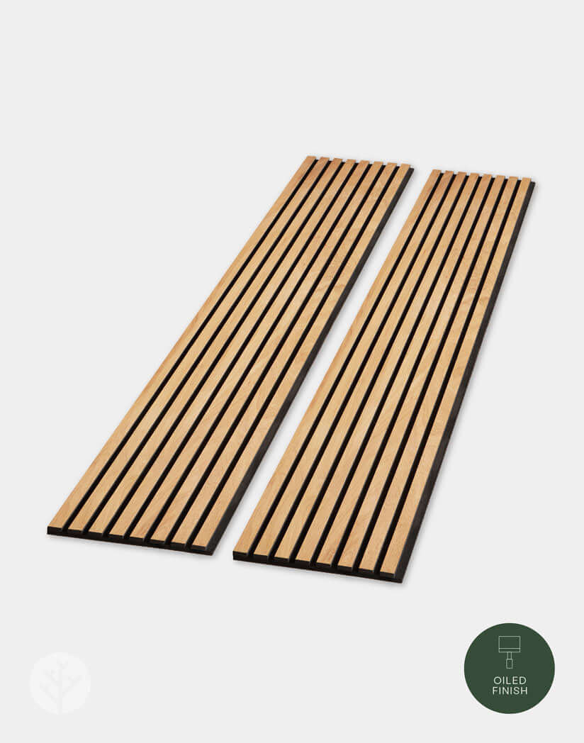 Natural Oak Acoustic Slat Wood Wall Panels for interior wall panelling with sleek, modern design.
