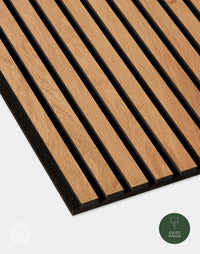 Natural Oak Acoustic Slat Wood Wall Panels with oiled finish. Enhances interior sound quality and style. Ideal for wall panelling.