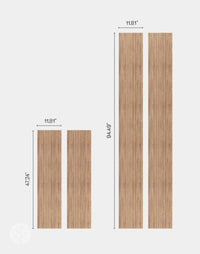 Oak Mini-Ridge Flexible Tambour Wood Panels in various sizes, luxury wall panels for modern interiors.