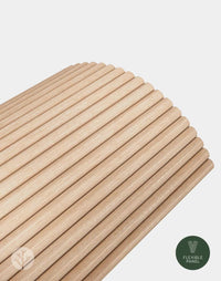 Luxury Oak Ridge flexible tambour wood panels for interior walls and ceilings, showcasing natural warmth and smooth finish.